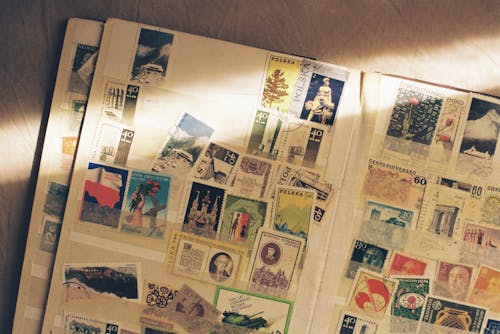 Close Up of Stamps Collection from Poland
