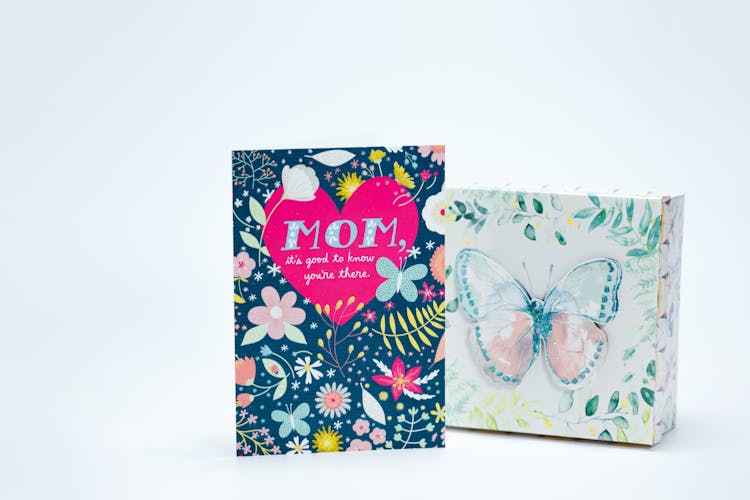 Greeting Card And A Box With Butterfly Design