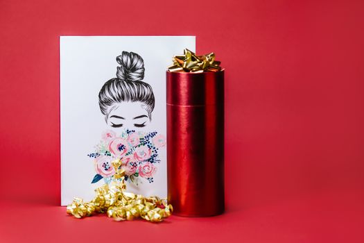 Greeting Card and a Cylindrical Gift Box