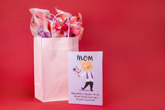 Mother's Day Greeting Card and a Pink Paper Bag