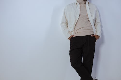 Free A Man Wearing a White Shirt over a Turtleneck Stock Photo