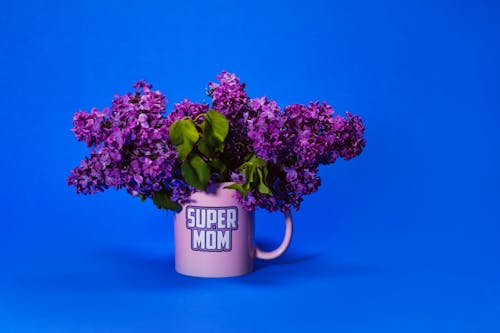 A Pink Mug with Lilac Flowers