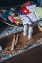 2 Condiment Shakers on Brown Wooden Table
