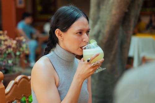 Free Woman Drinking Margarita Stock Photo