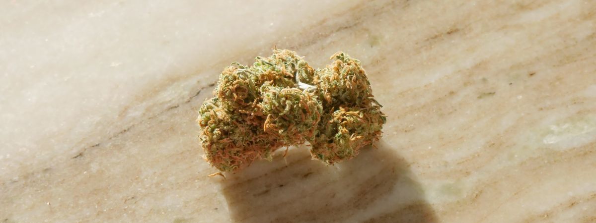 CBG-9 Cannabis Blüten Nahaufnahme auf Marmor