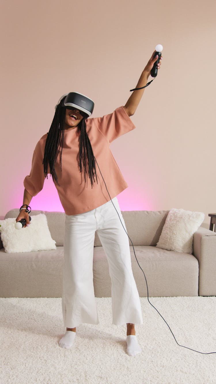 A Woman Playing VR Game