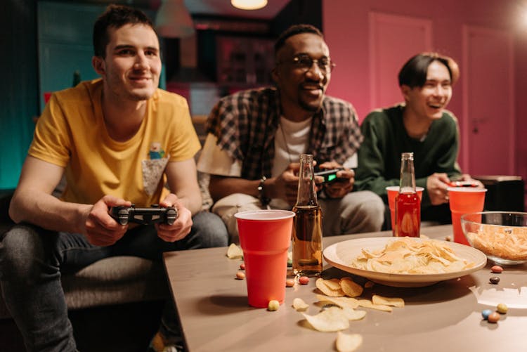 Happy People Playing A Video Game