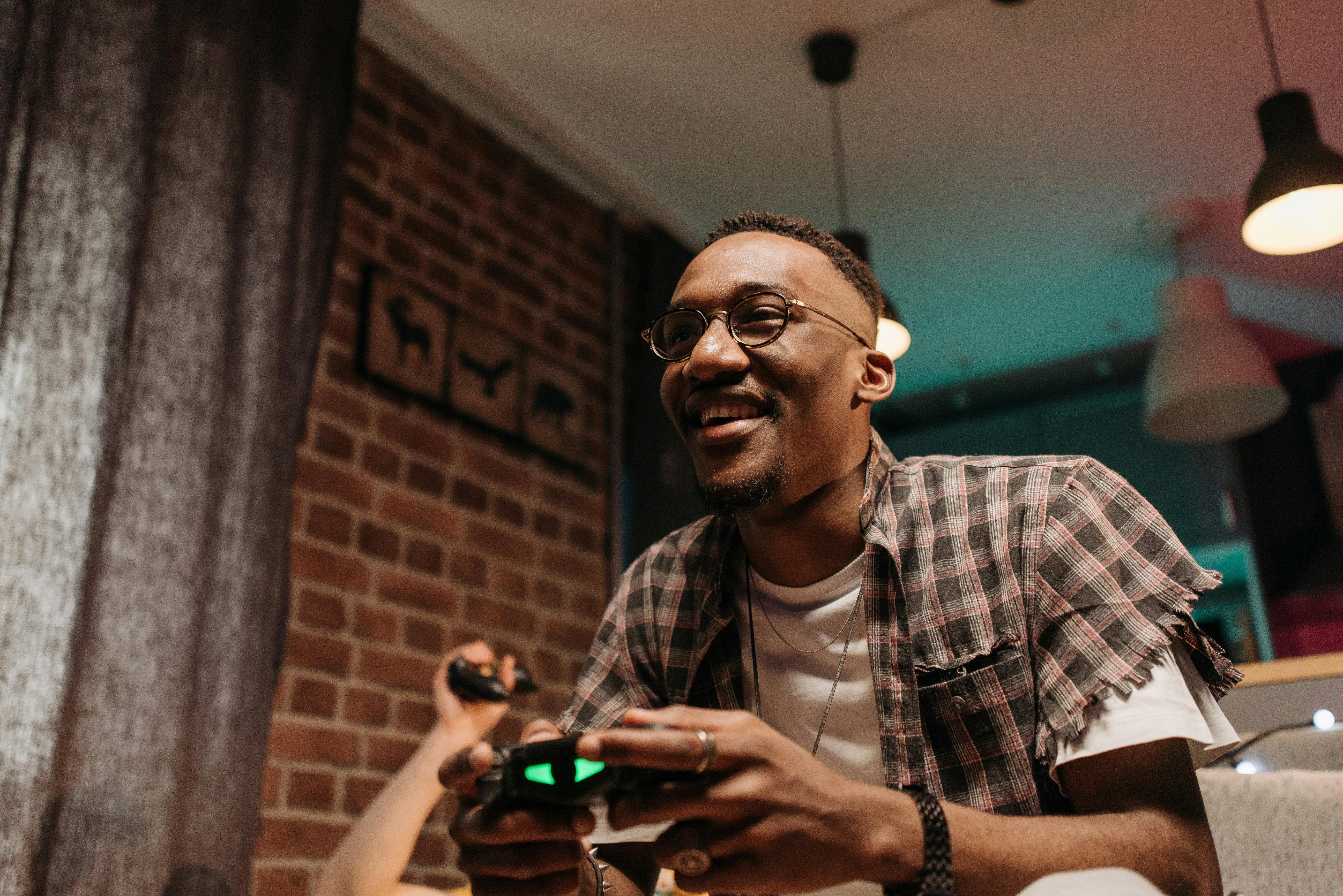 a man playing a video game