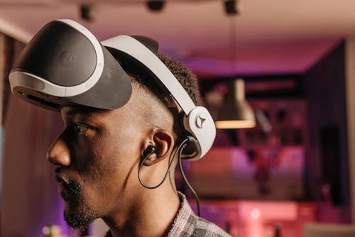 A Man Wearing Virtual Reality Headset