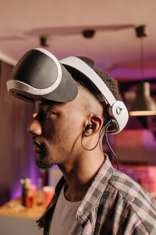 A Man Wearing Virtual Reality Headset