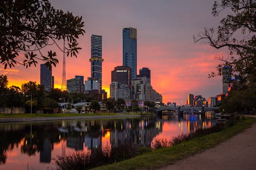 Free City of Melbourne during Sunset Stock Photo