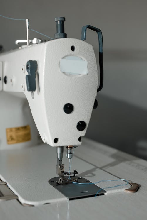 Close Up of a White Sewing Machine 