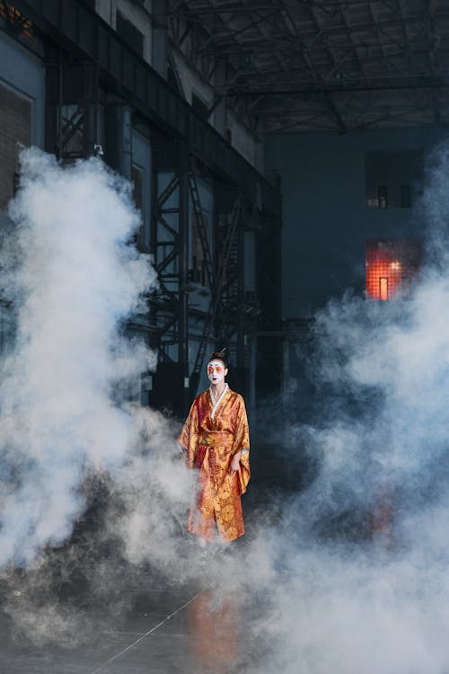 Free A Woman in a Kimono Standing Stock Photo