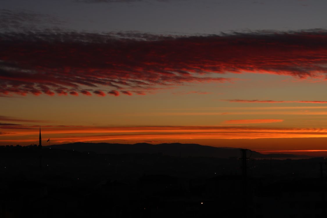 Picturesque sunset sky with dark clouds over city · Free Stock Photo