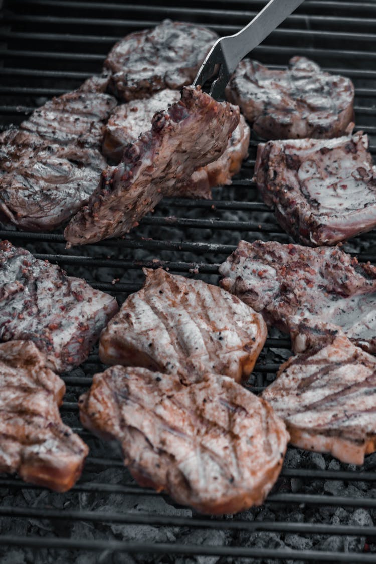 Close-Up Photo Of Meats On A Grill