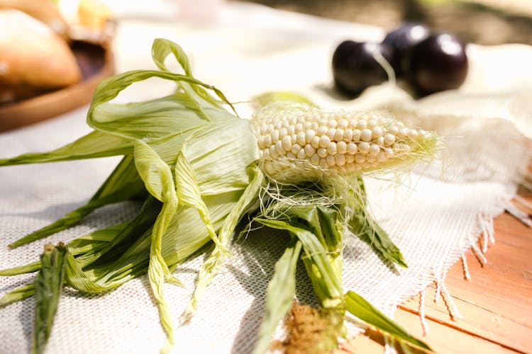 Raw Corn On Cloth