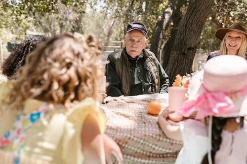 Serene Farmers at Party in Yard