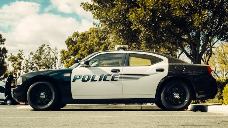 A Police Car On The Road