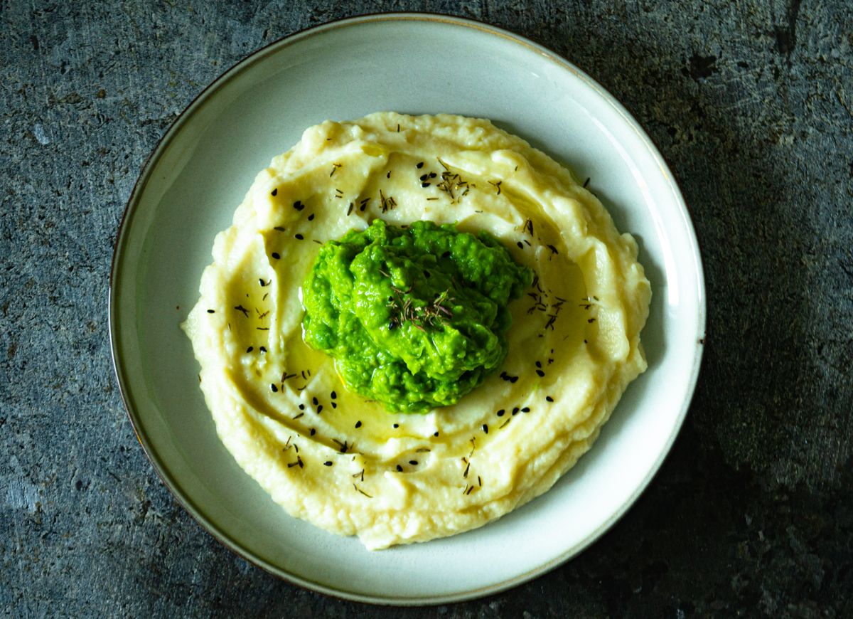 Purée de courgette et chou-fleur au parmesan et basilic