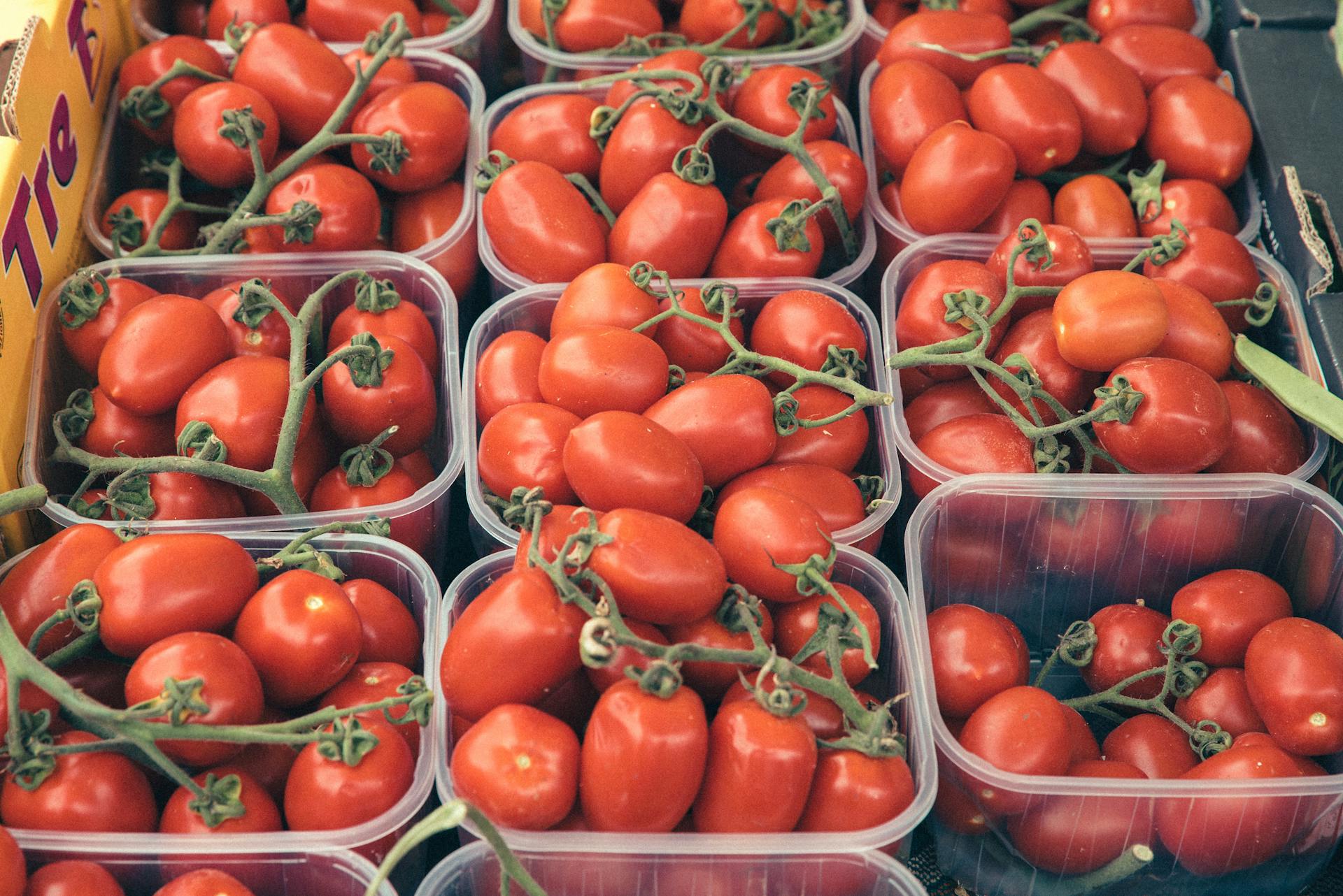 Red Tomatoes in Clear Plastic Containers