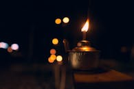 Lighted Kerosene Lamp