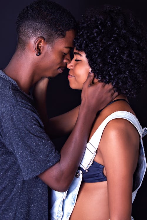 Free Photo of a Man and a Woman Nose to Nose Stock Photo
