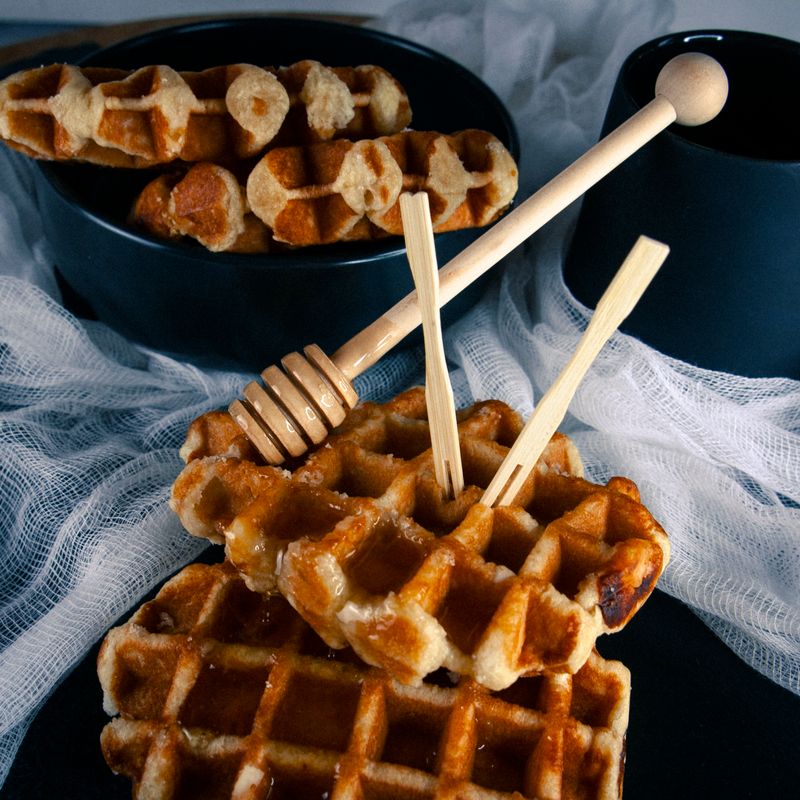 Air Fryer Lavender Honey Waffles with Mascarpone