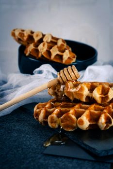 Thick & Fluffy Caramel Belgian Style Waffles Caramel
