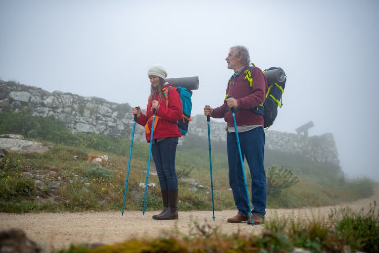 An Elderly Couple Trekking