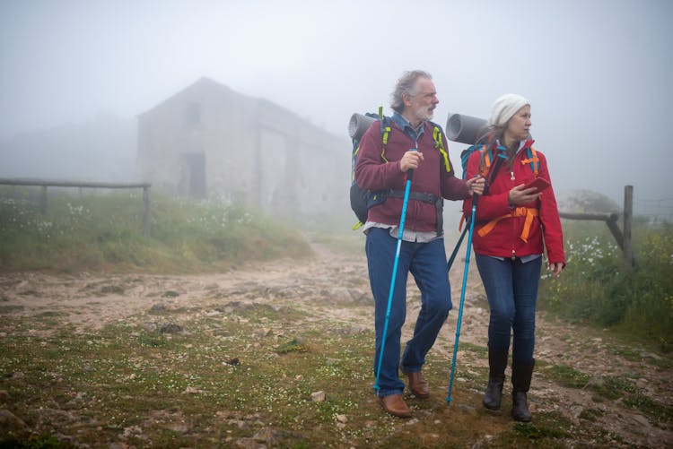 An Elderly Couple Trekking