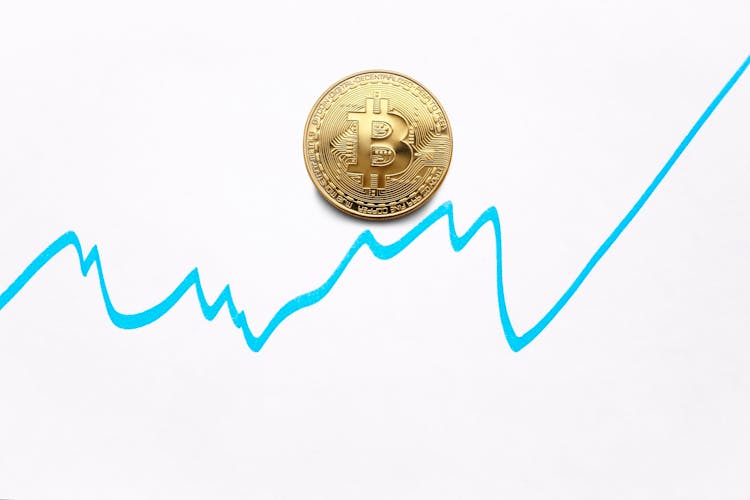 Bitcoin Value Growth Chart On White Background