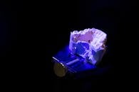 White dental impression under neon illumination