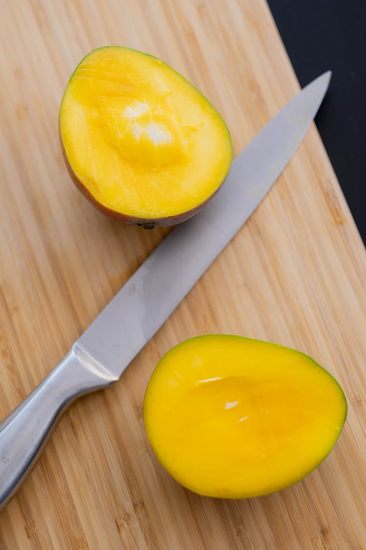  A Fresh Mango Cut In Half