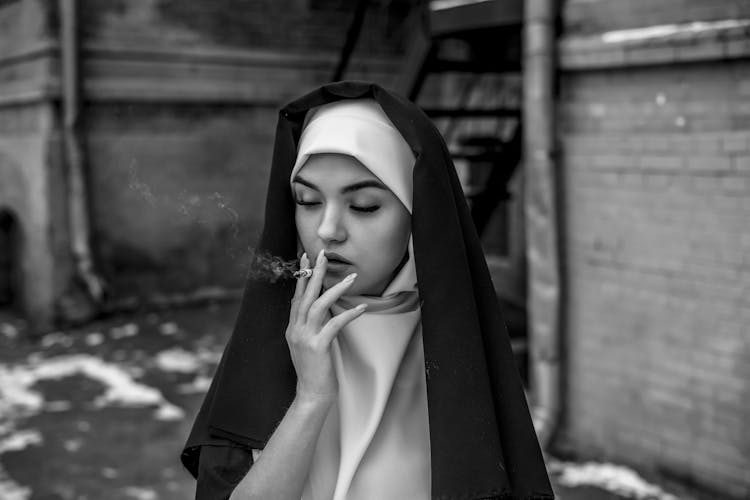 Abstract Portrait Of Smoking Nun