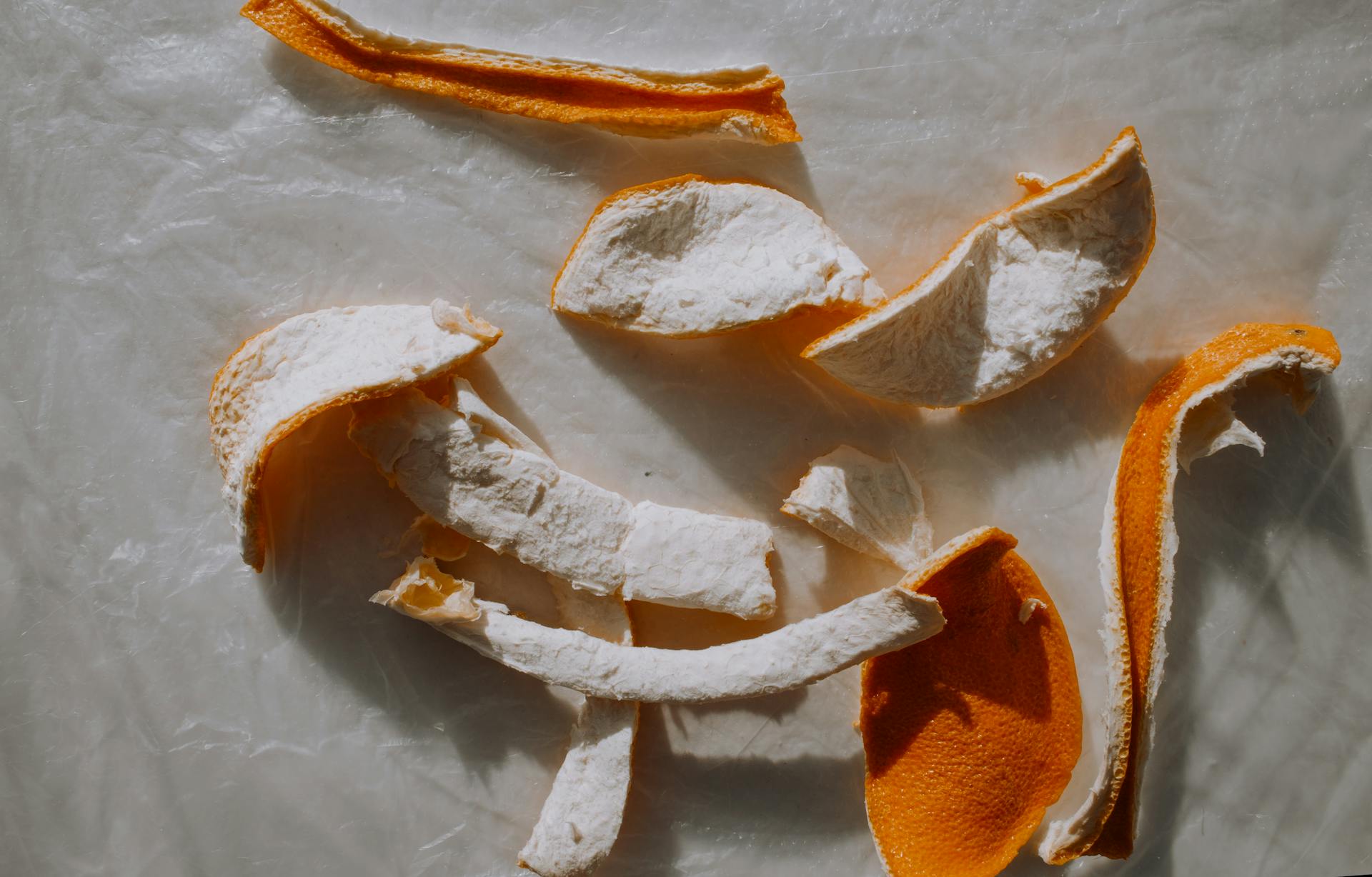 Dried Orange Peel on the Parchment Paper