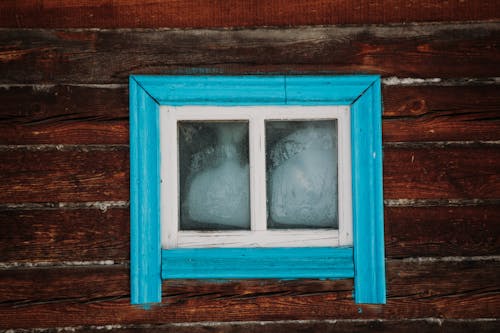 Blue Wooden Framed Window