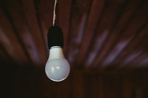 Free Close-up of a Light Bulb Hanging from the Ceiling  Stock Photo