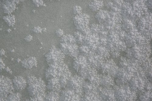 Close-up of Frozen Water Surface Covered with Light Snow 