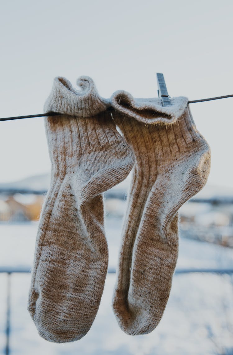 White Socks Hanging On The Clothesline