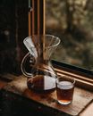 Glass of tasty tea on windowsill
