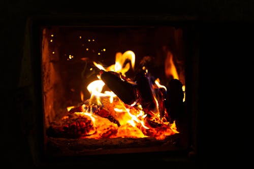 Burning Firewood in the Fireplace