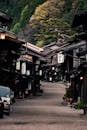 A Narrow Village Road in Japan