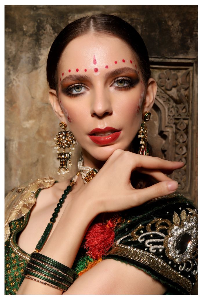 Editorial fashion portrait in occasion wear