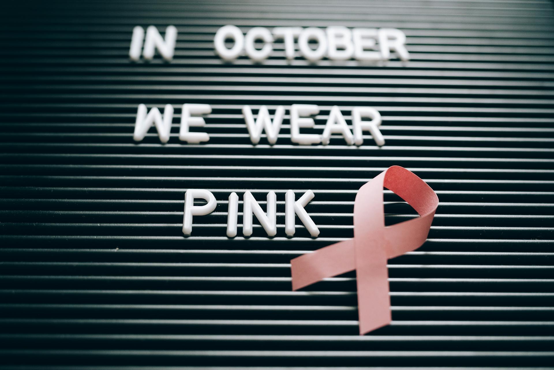 A Letter Board with Breast Cancer Awareness Note