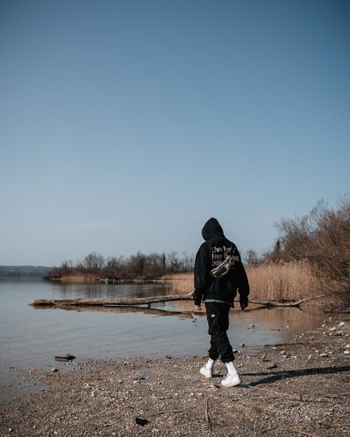 A Person Walking to the Lake