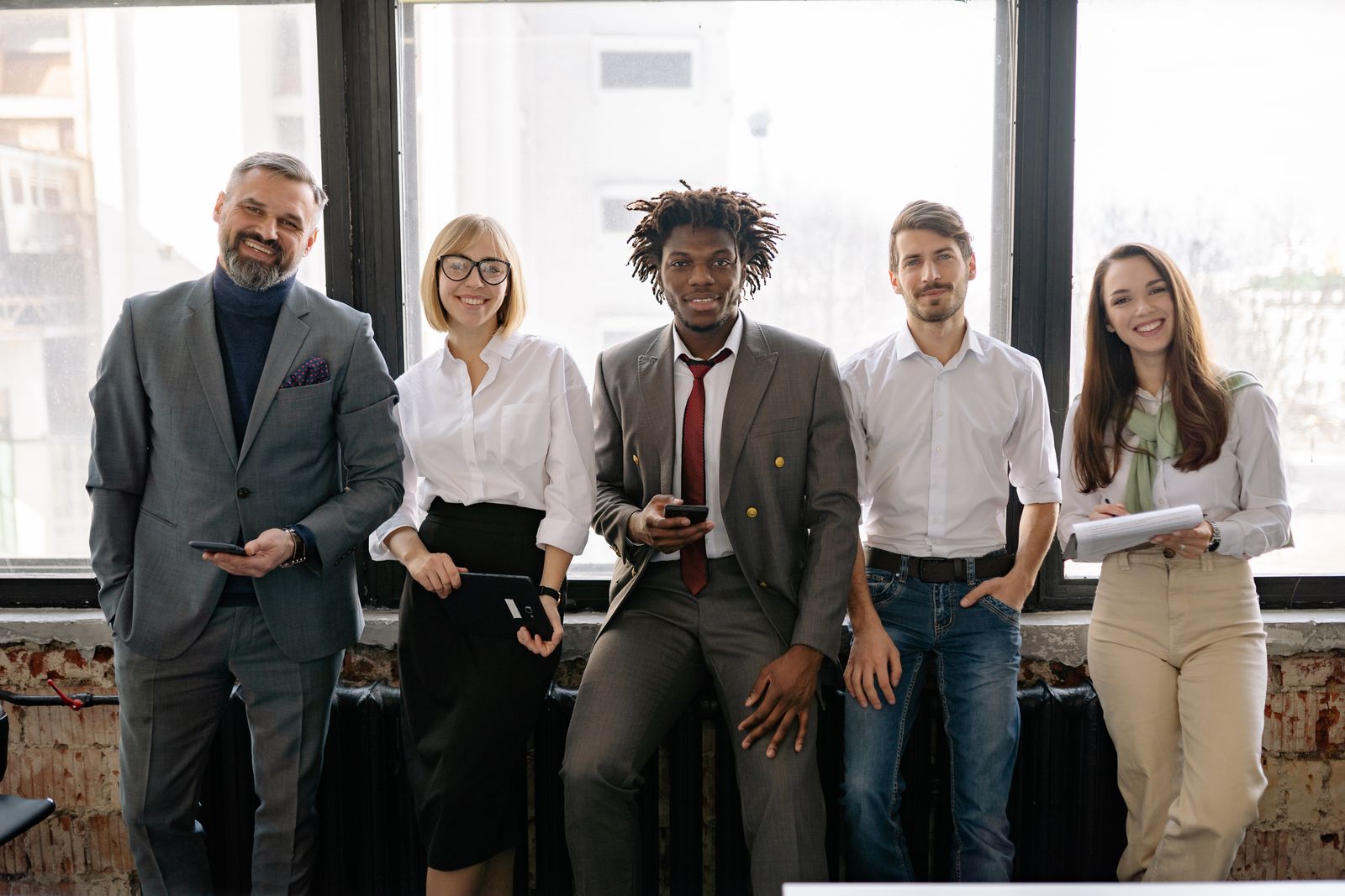 Happy office team collaboration scene 49
