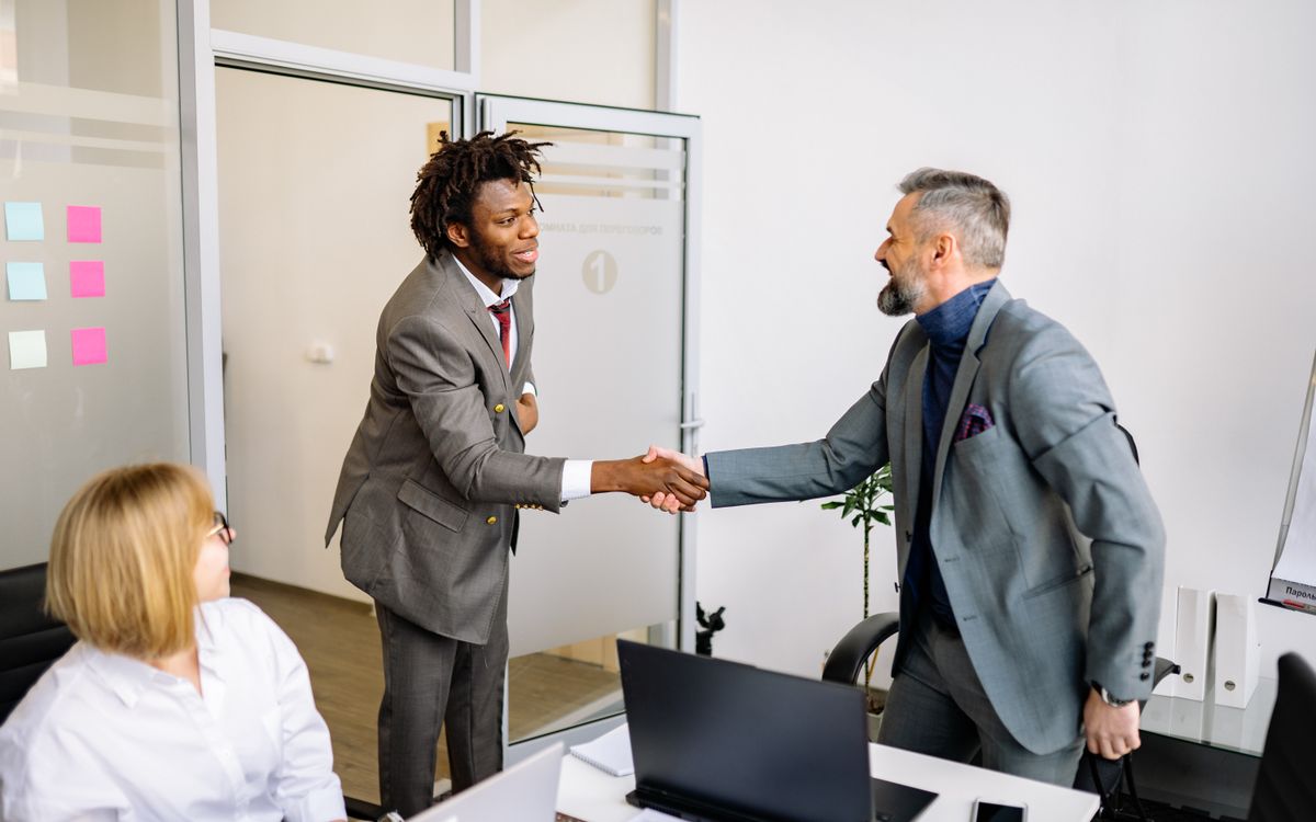 Cross-border business collaboration meeting between two professionals