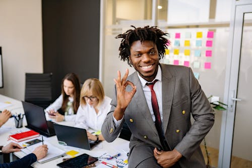 Free A Businessman and His Team in the Office Stock Photo