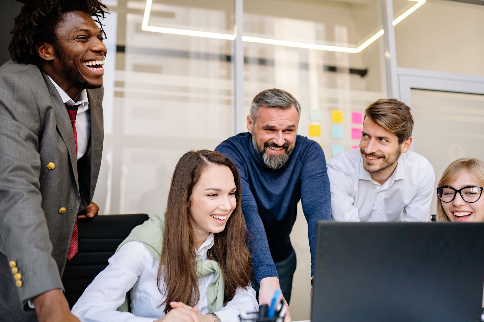 Happy office team collaboration scene 8