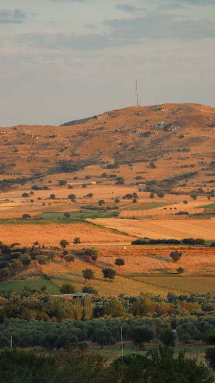 Kostnadsfri bild av åkermark, berg, bondgård